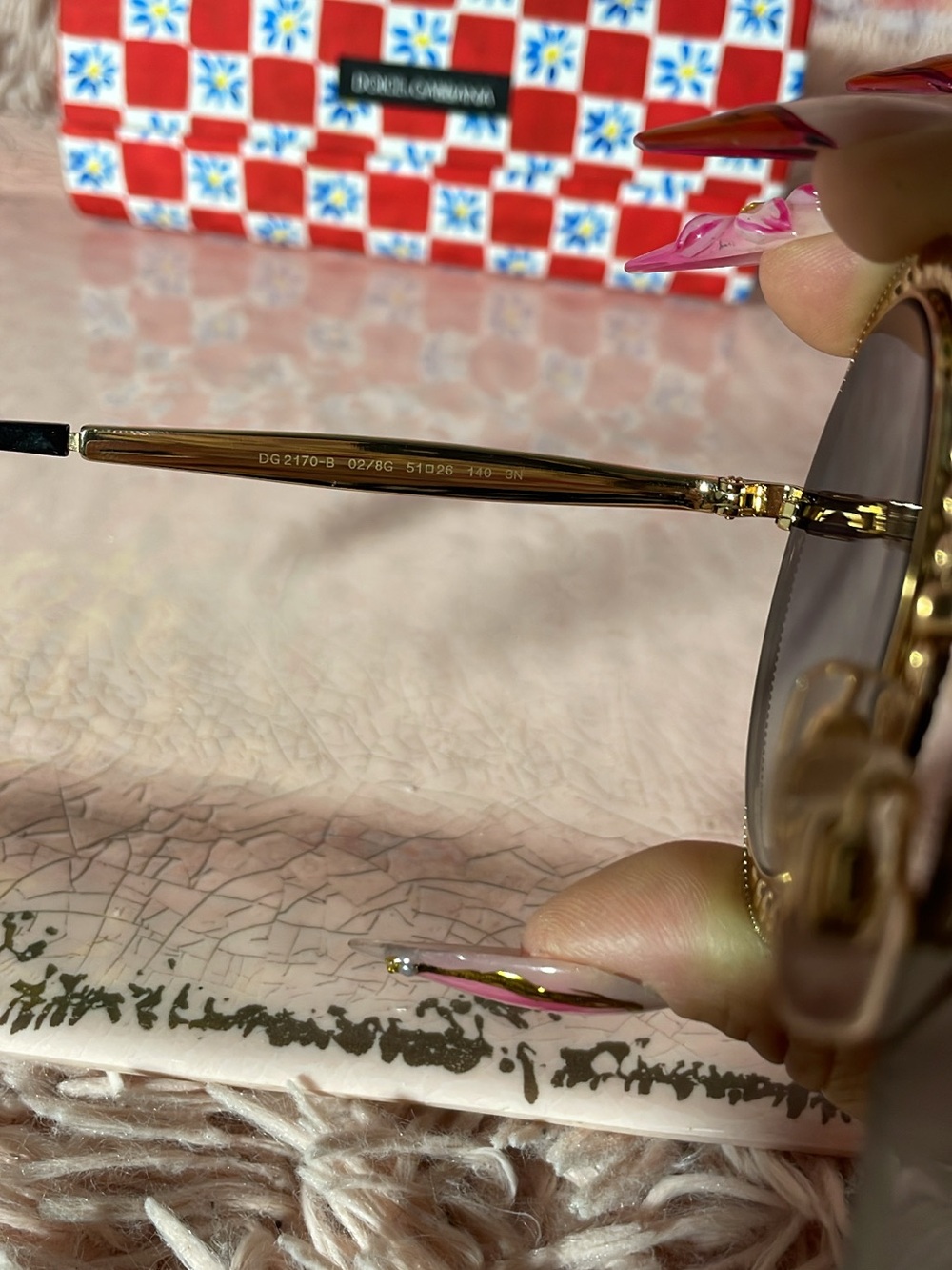 Dolce & Gabbana Gold Round Sunglasses with Multicolor Crystal Accents - Picture 4 of 6